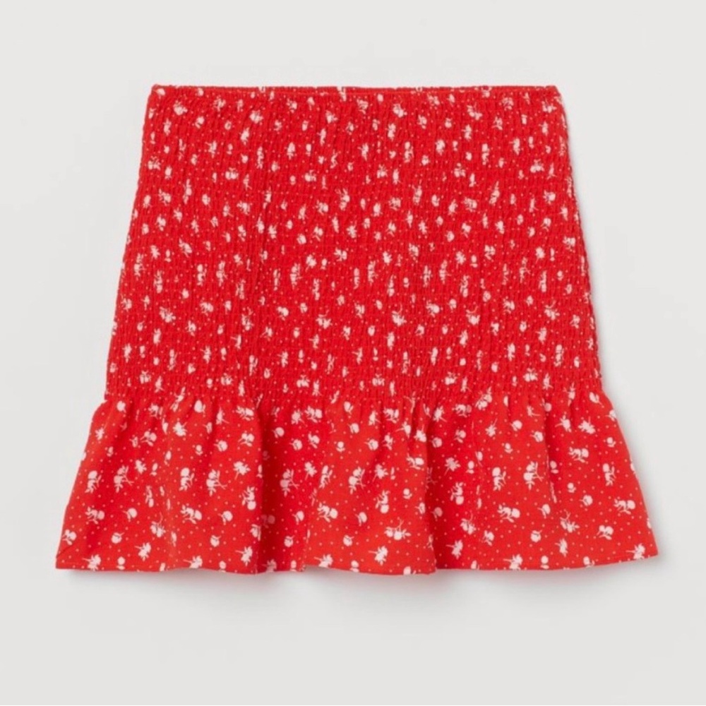 H&M Red Floral Mini Skirt